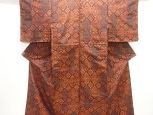 大正ロマン　華紋模様織り出し手織り紬着物